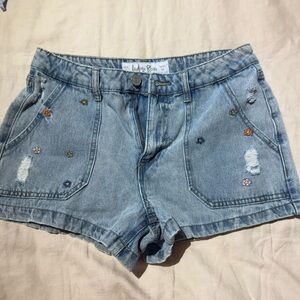 Indigo Rein Embroidered Blue Jean Shorts